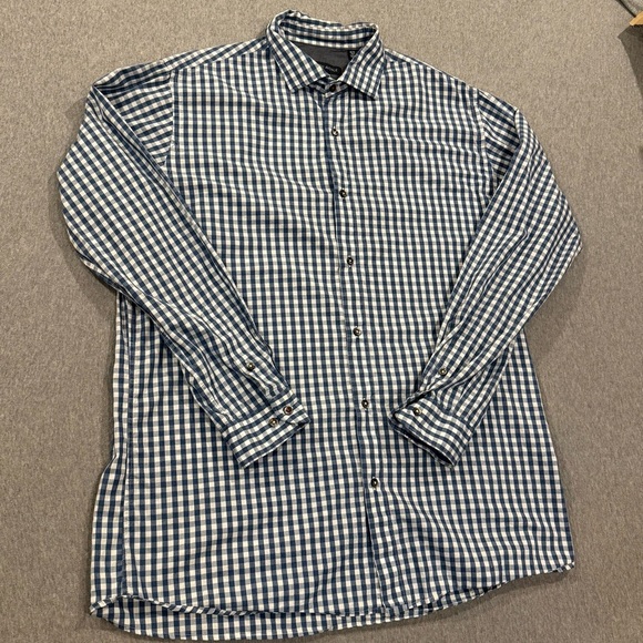 Saks Fifth Avenue Other - Saks Fifth Avenue Button Down Shirt Mens XL Blue Checkered Gingham